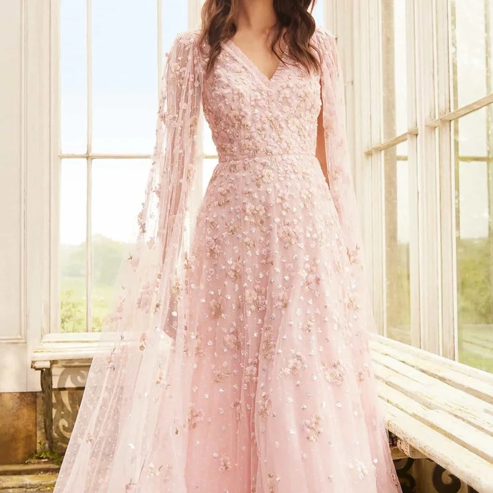 Needle & Thread Pink Embellished Long Sleeve Dress - Picture 1 of 5